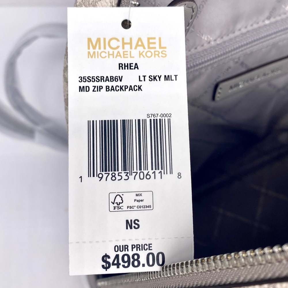 MICHAEL KORS Rhea Medium Color-Block Signature Logo Backpack - Picture 16 of 16